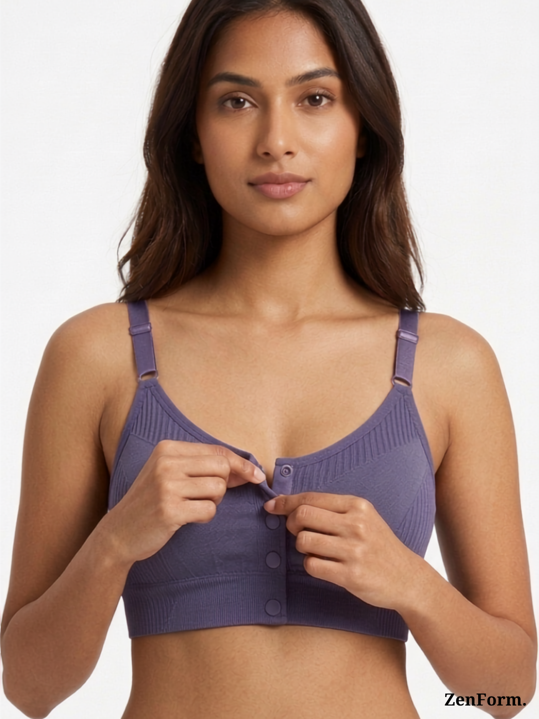 Front Closure Ribbed Stretchy Fabric Bralette for Everyday Comfort