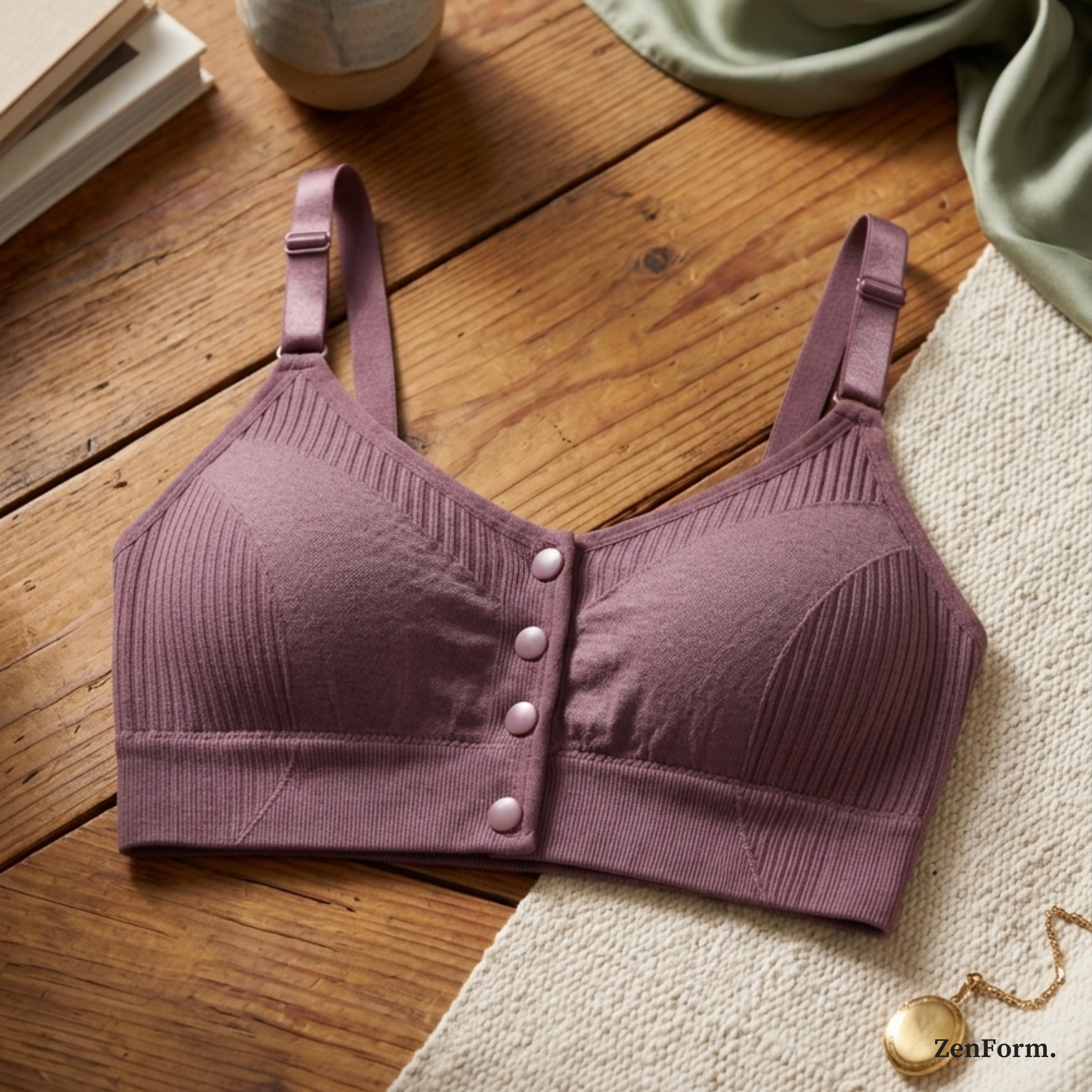 Front Closure Ribbed Seamless Bralette for Everyday Comfort Stretchy Fabric, Suitable for 28 to 32 inch bands