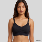Front Closure Ribbed Seamless Bralette for Everyday Comfort Stretchy Fabric, Suitable for 28 to 32 inch bands