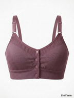 Front Closure Ribbed Stretchy Fabric Bralette for Everyday Comfort