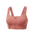 High-Impact Front Zip Sports Bra | Adjustable Straps & Under Band | Maximum Support for Workout & Running (PEACH)