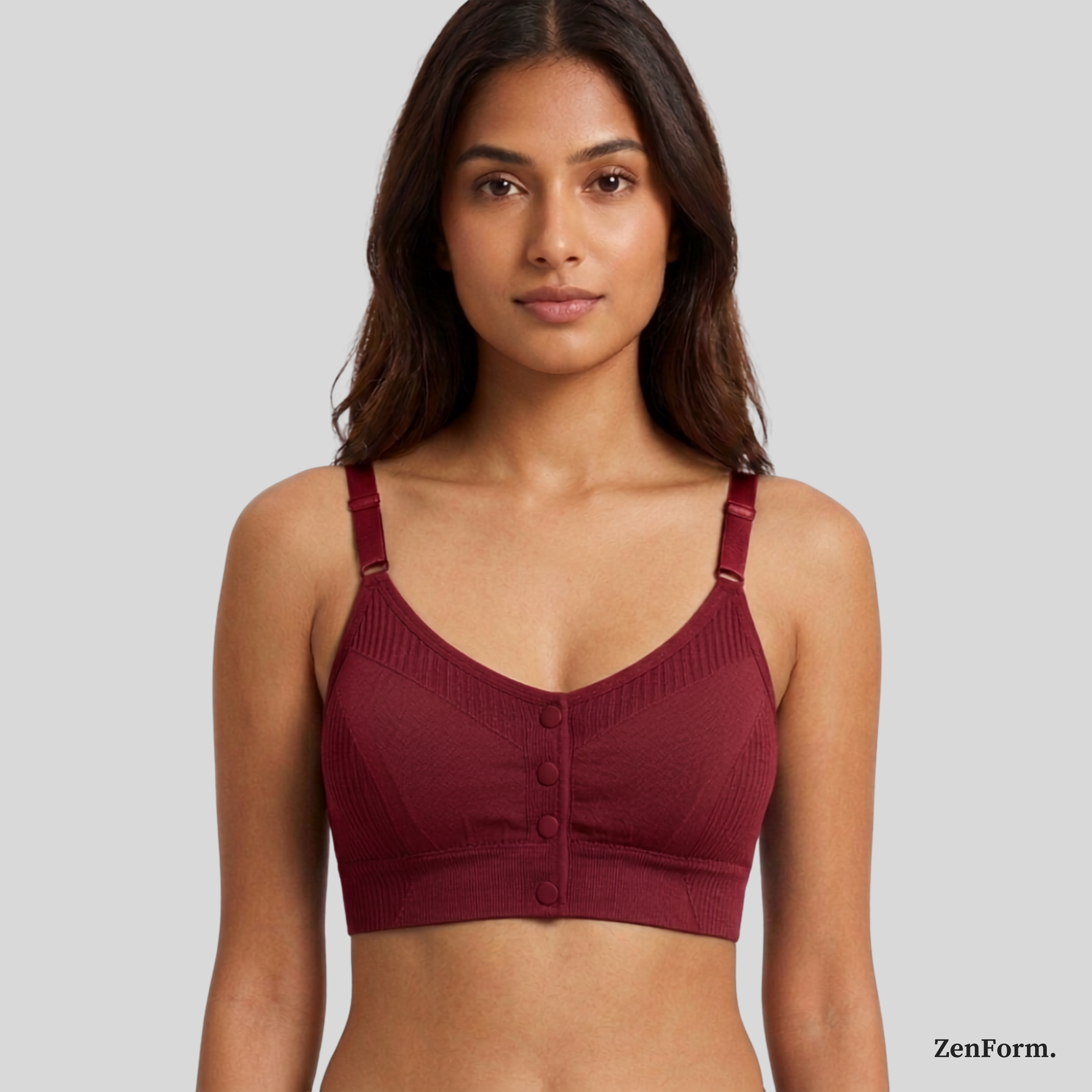 Front Closure Ribbed Seamless Bralette for Everyday Comfort Stretchy Fabric, Suitable for 28 to 32 inch bands