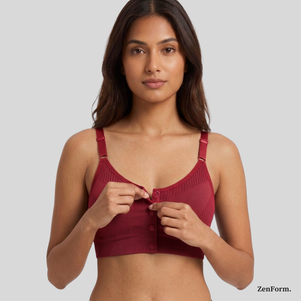 Front Closure Ribbed Seamless Bralette for Everyday Comfort Stretchy Fabric, Suitable for 28 to 32 inch bands