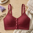 Front Closure Ribbed Seamless Bralette for Everyday Comfort Stretchy Fabric, Suitable for 28 to 32 inch bands