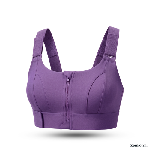 High-Impact Front Zip Sports Bra with Adjustable Straps