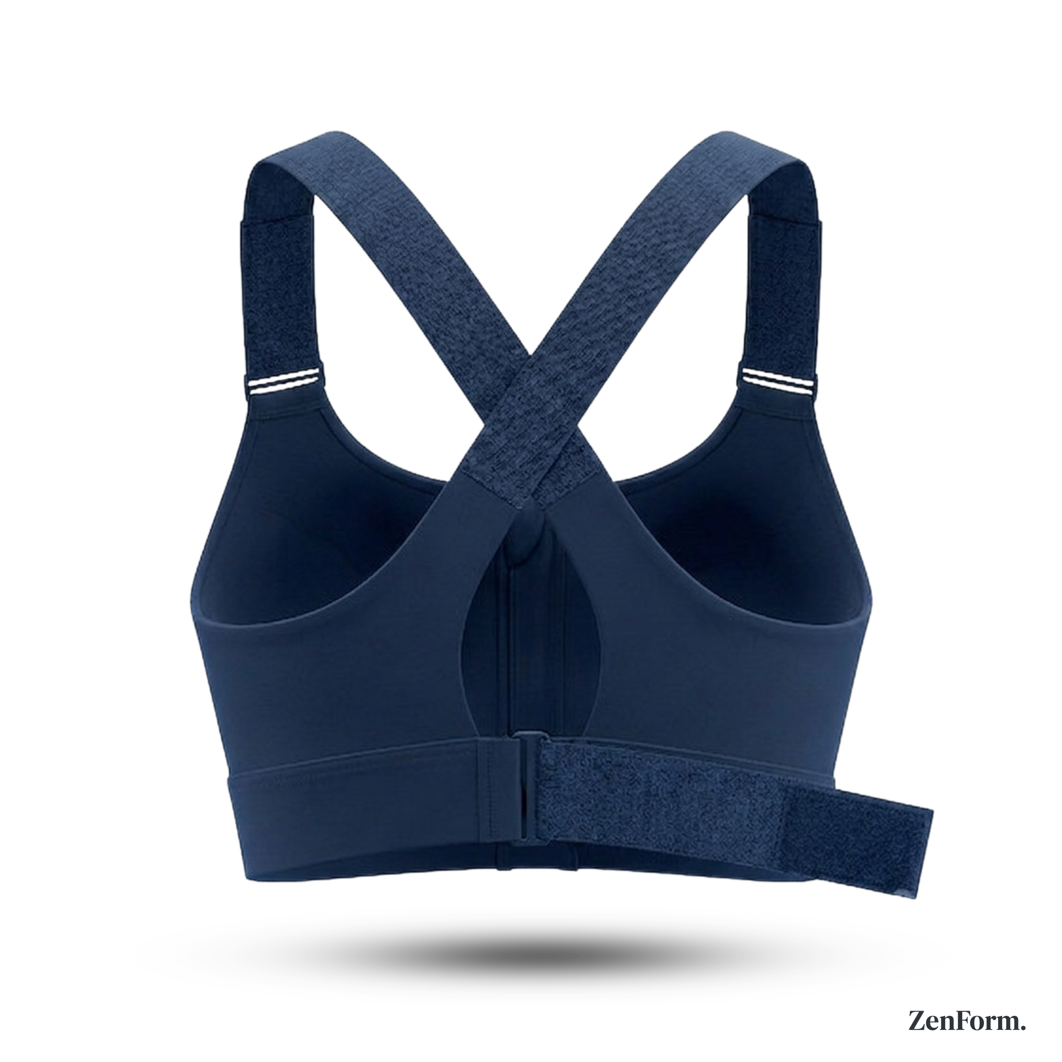 zenform.in High-Impact_Front_Zip_Sports_Bra_Back_View_Blue_Color