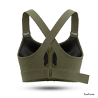 zenform_High_Impact_Front_Zip_Sports_Bra_Back_View_Olive_Color