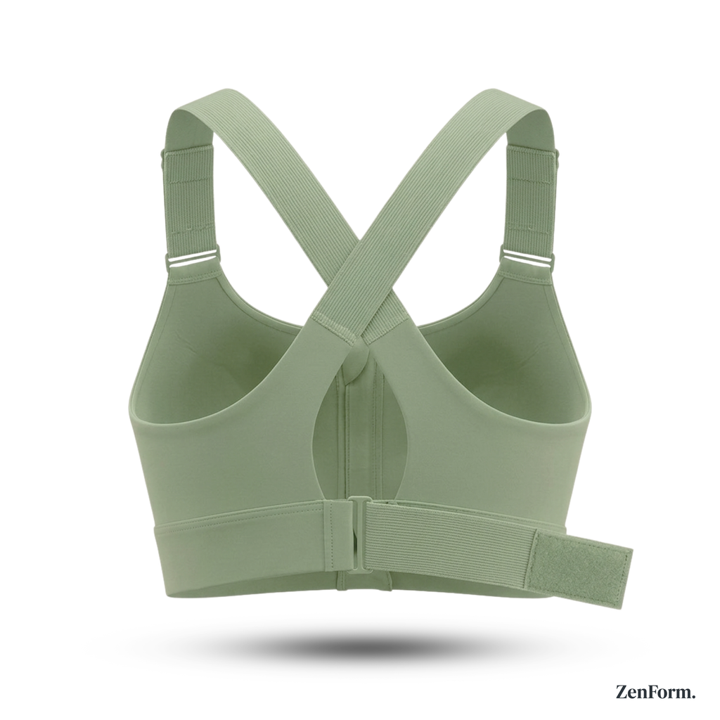 zenform-High-Impact_Front_Zip_Sports_Bra_Back_View_Sage_Green_Color