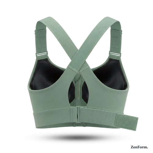 High-Impact Front Zip Sports Bra with Adjustable Straps