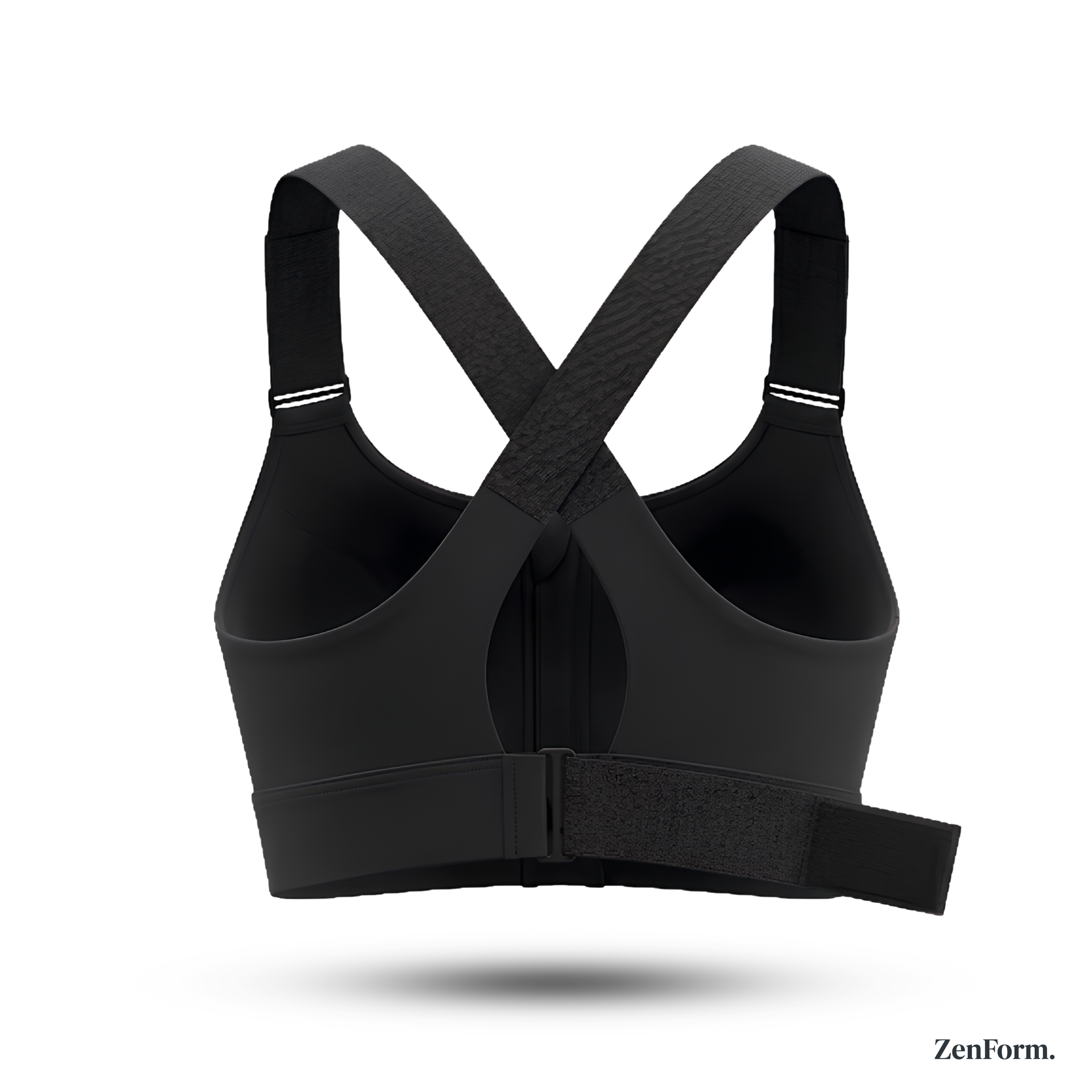 zenform.in High-Impact_Front_Zip_Sports_Bra_Black_Back_View