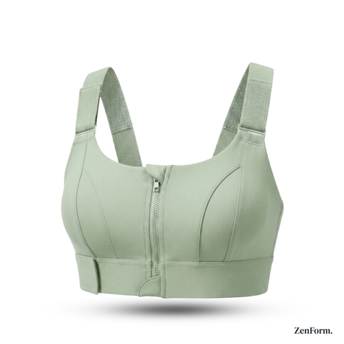 High-Impact Front Zip Sports Bra with Adjustable Straps