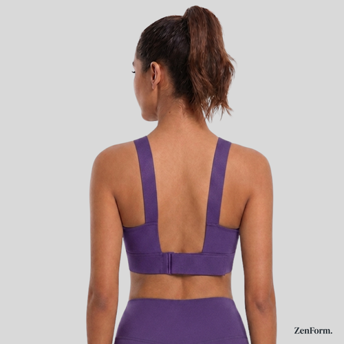 High-Impact Front Zip Sports Bra with Adjustable Straps