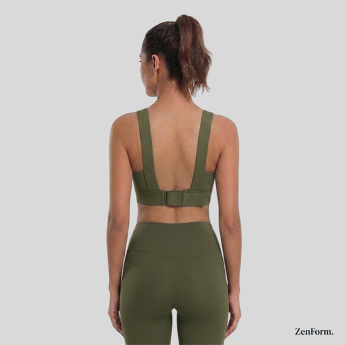High-Impact Front Zip Sports Bra with Adjustable Straps