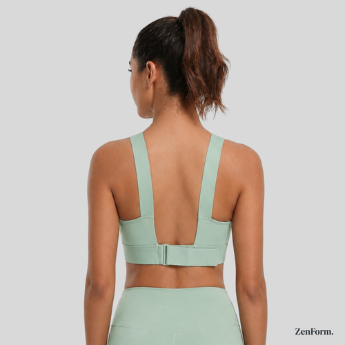 High-Impact Front Zip Sports Bra with Adjustable Straps