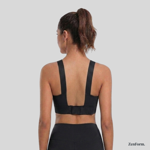 High-Impact Front Zip Sports Bra with Adjustable Straps