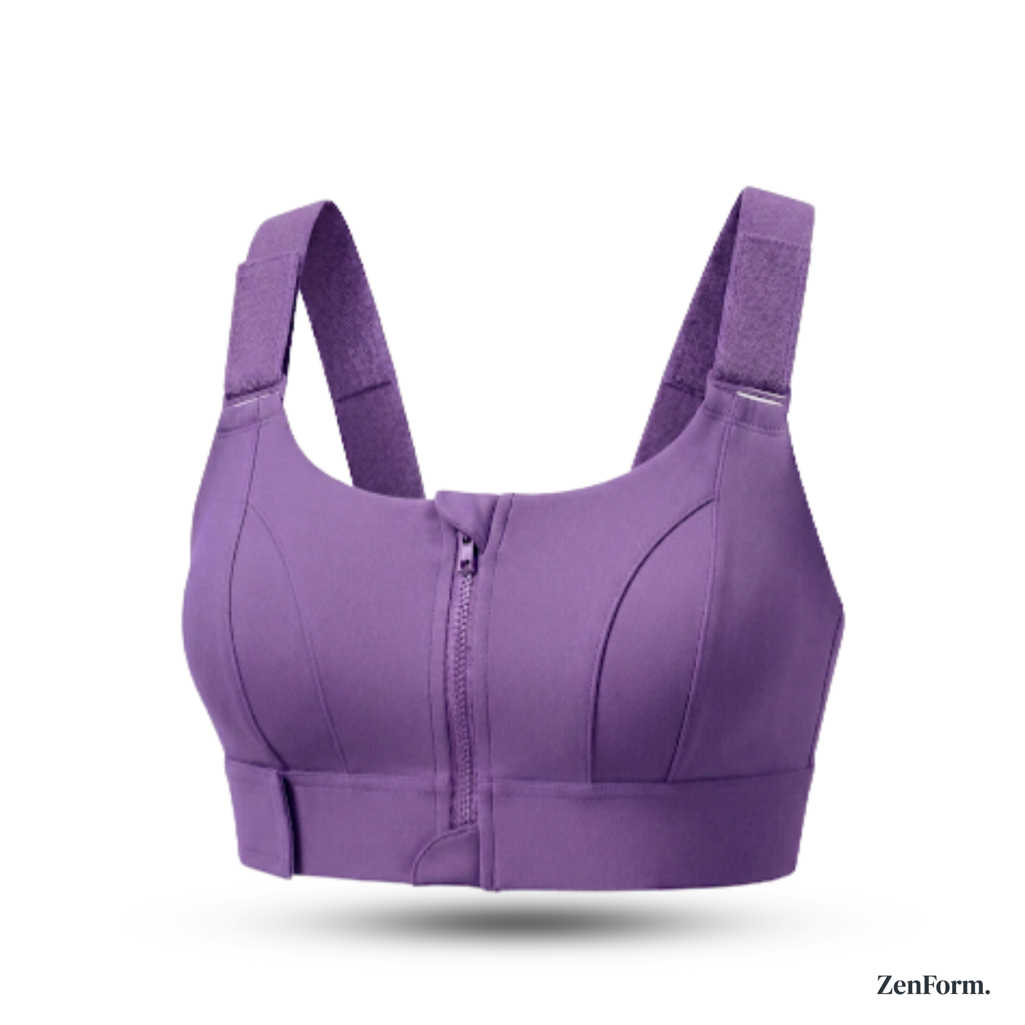zenform.in High-Impact_Front_Zip_Sports_Bra_Purple_Front_View