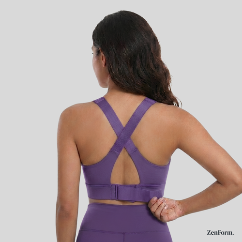 High-Impact Front Zip Sports Bra with Adjustable Straps