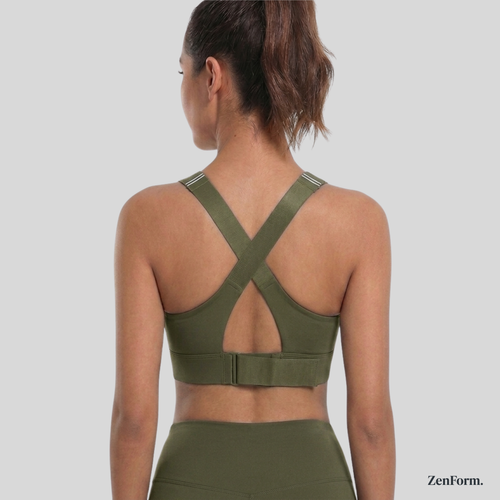 High-Impact Front Zip Sports Bra with Adjustable Straps