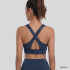 zenform.in High-Impact_Front_Zip_Sports_Bra_X_Back_View_Blue_color