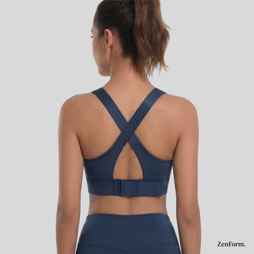 High-Impact Front Zip Sports Bra with Adjustable Straps
