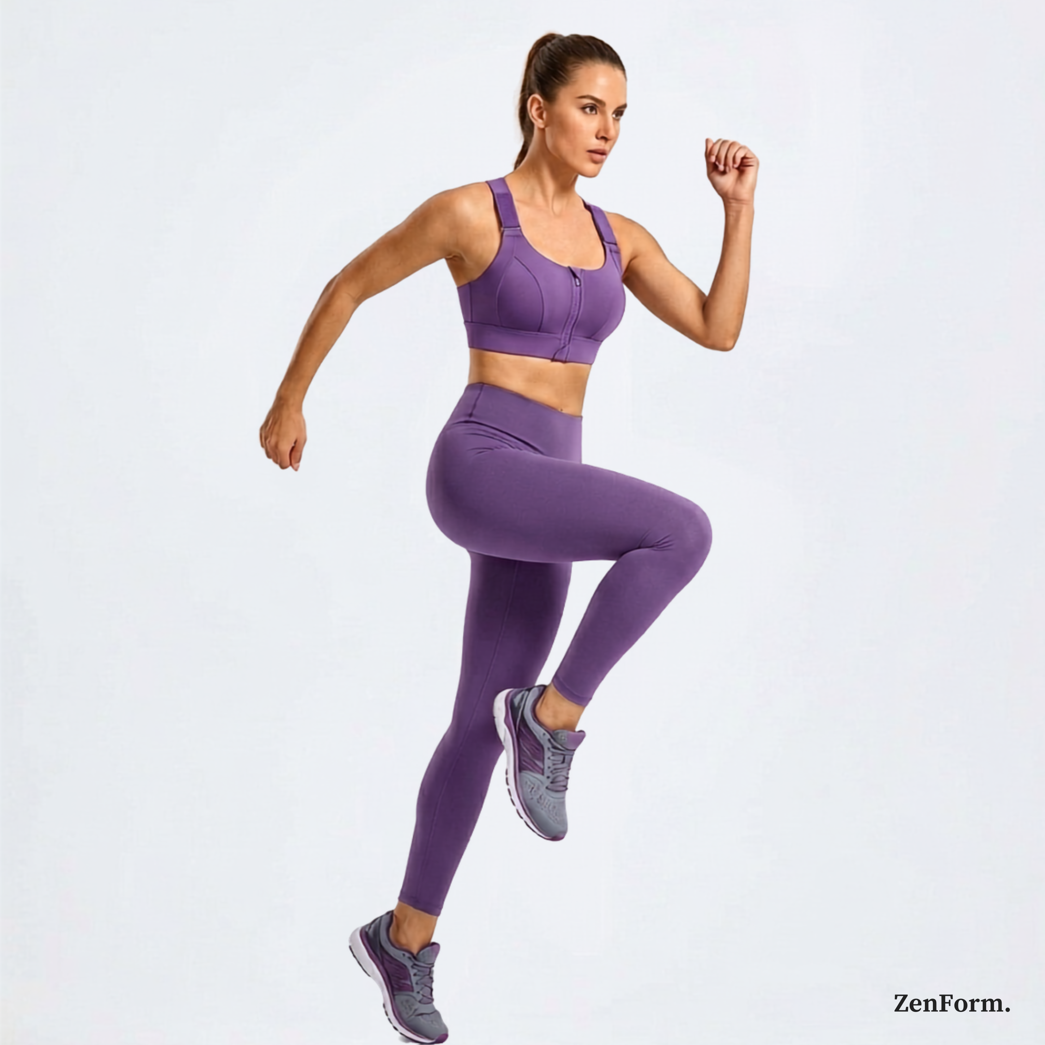 High-Impact Front Zip Sports Bra with Adjustable Straps